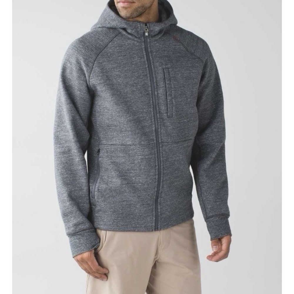 Lululemon Athletica Men's Full Zip Best Coast Heathered Gray Hoodie Size Large